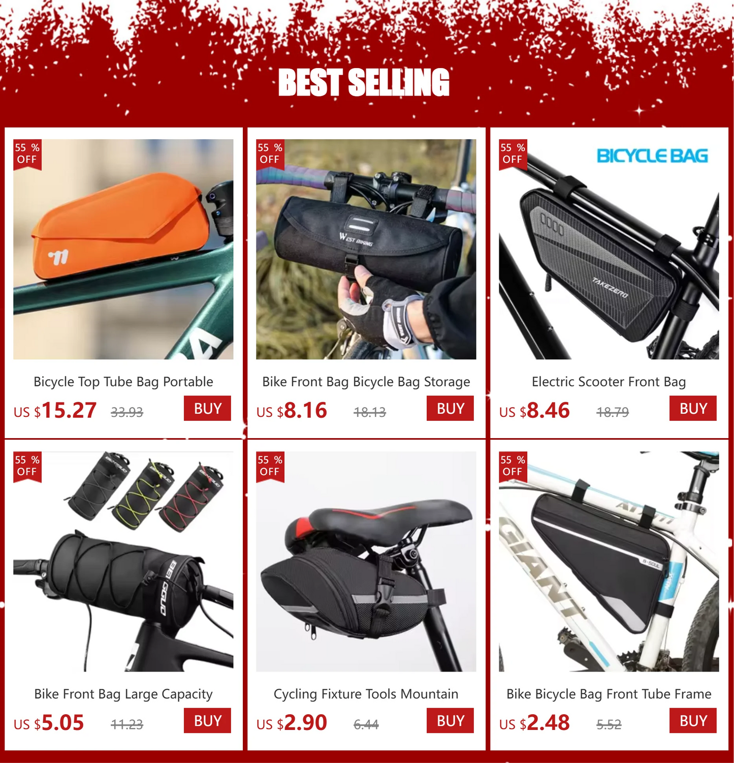 WEST BIKING Waterproof Bicycle Top Tube Bag Lightweight Bike Frame Pack Durable Cycling Storage Bag for Mountain and Road Bikes