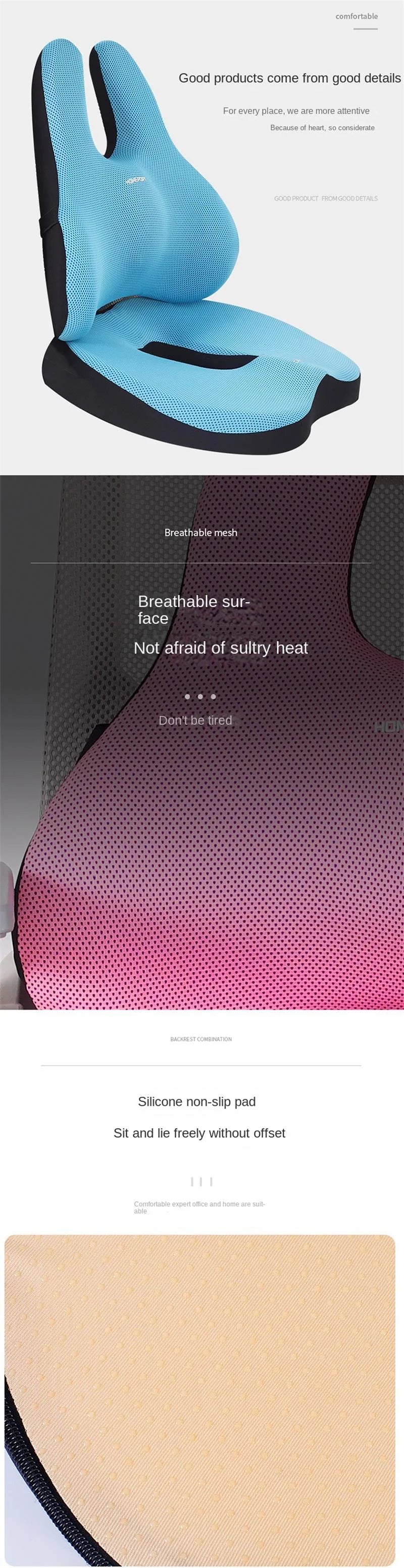 Memory Foam Seat Cushion Orthopedic Pillow Coccyx Office Chair Cushion Support Waist Back Pillow Car Seat Hip Massage Pad Sets