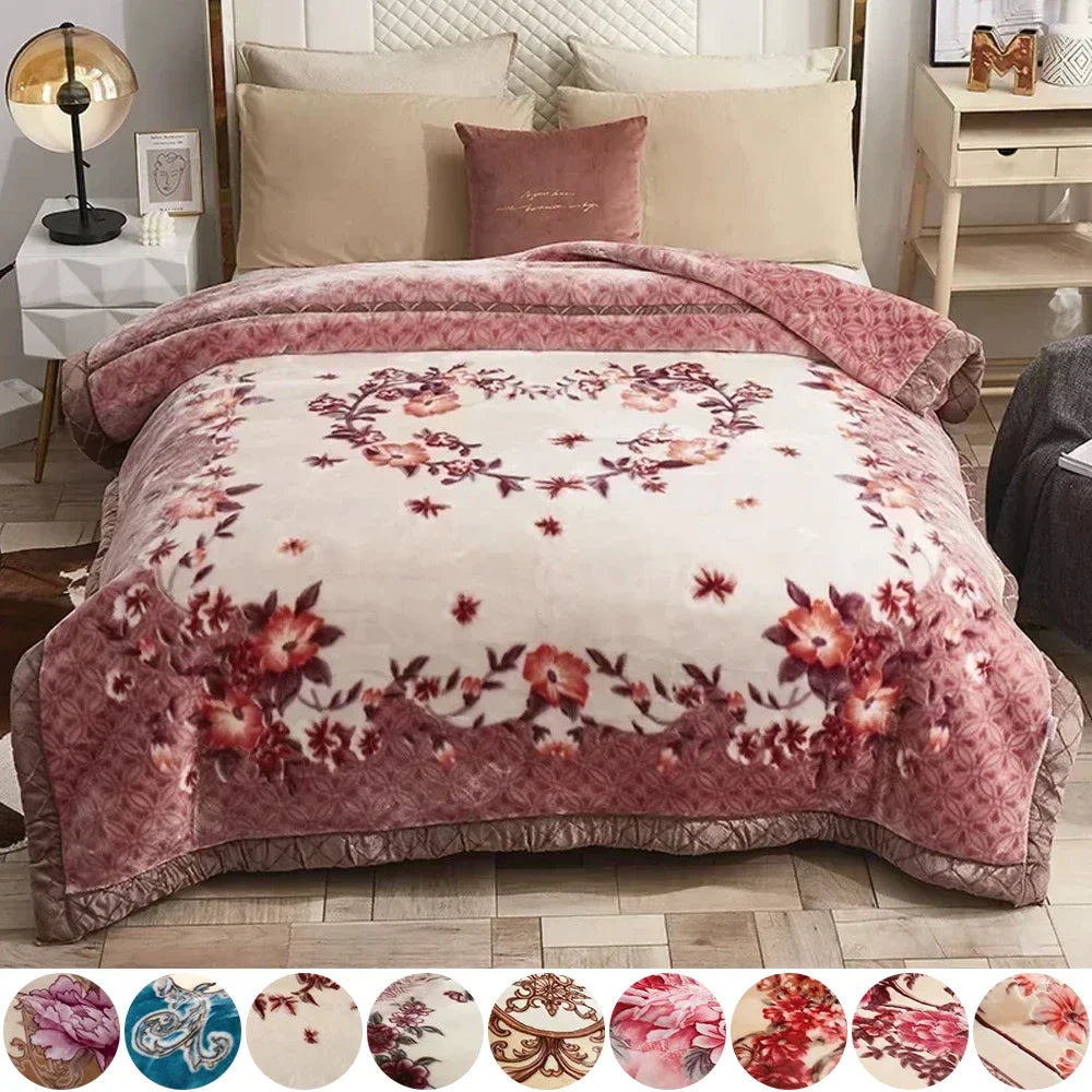 Soft Warm Weighted Blankets for Beds Thickened Quilt Duvet Soft Coral Fleece Flannel Blankets Double Side Plush Comforter Quilt