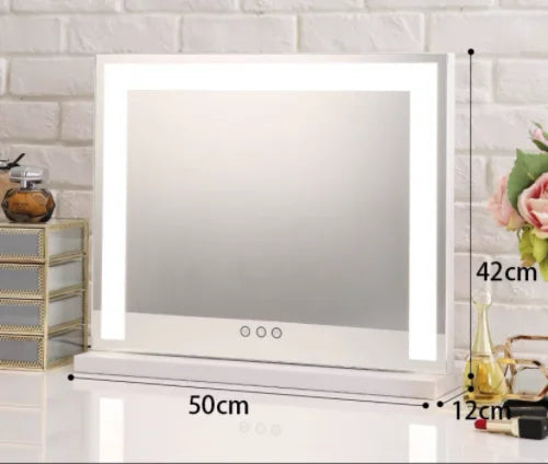 Large Vanity Mirror with Lights Lighted Makeup Mirrors with Dimmable LED Strips Tabletop for Women Dressing Room Bedroom