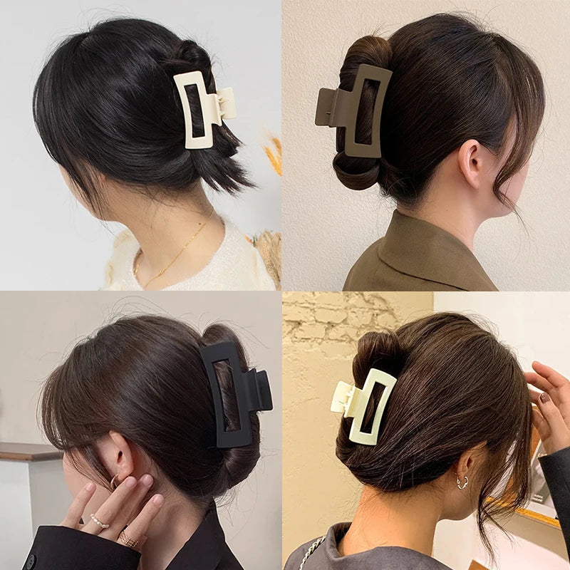8.5cm 10.5cm Large Square Matte Hair Claw Clip Non Slip Solid Color Shark Hair Clip for Women Girls Hair Accessories