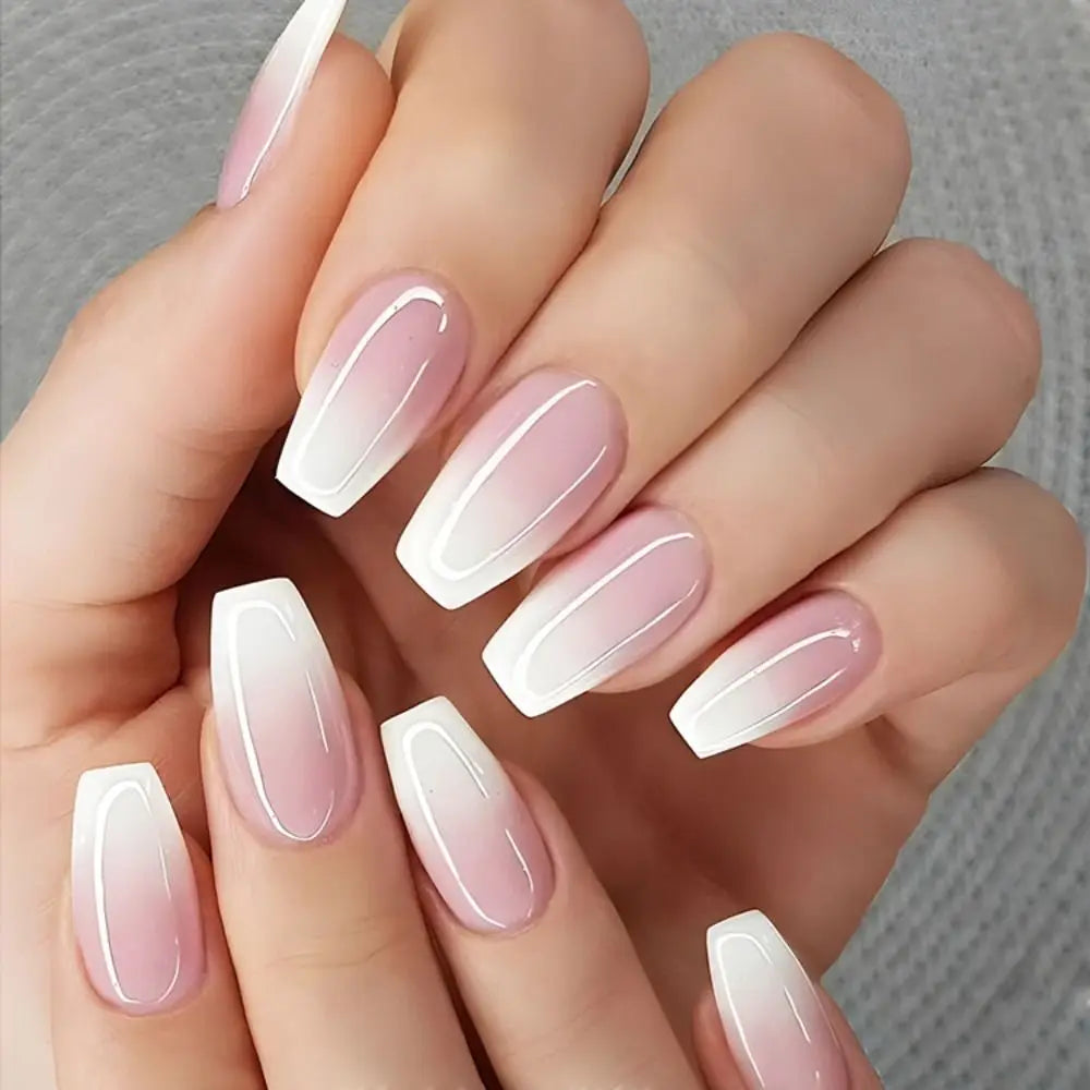 24PCS waterproof French Ombre Press-On Nails