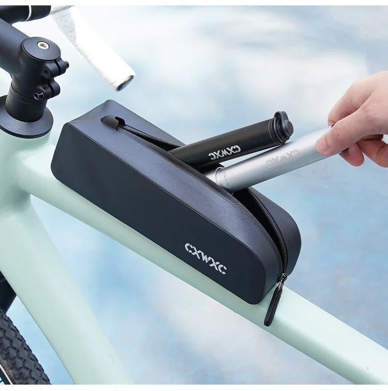 CXWXC Bicycle Magnetic Lid Top Tube Bag With Bolts Mounted & Straps Two Way Install MTB Road Bike Waterproof Front Frame Bag