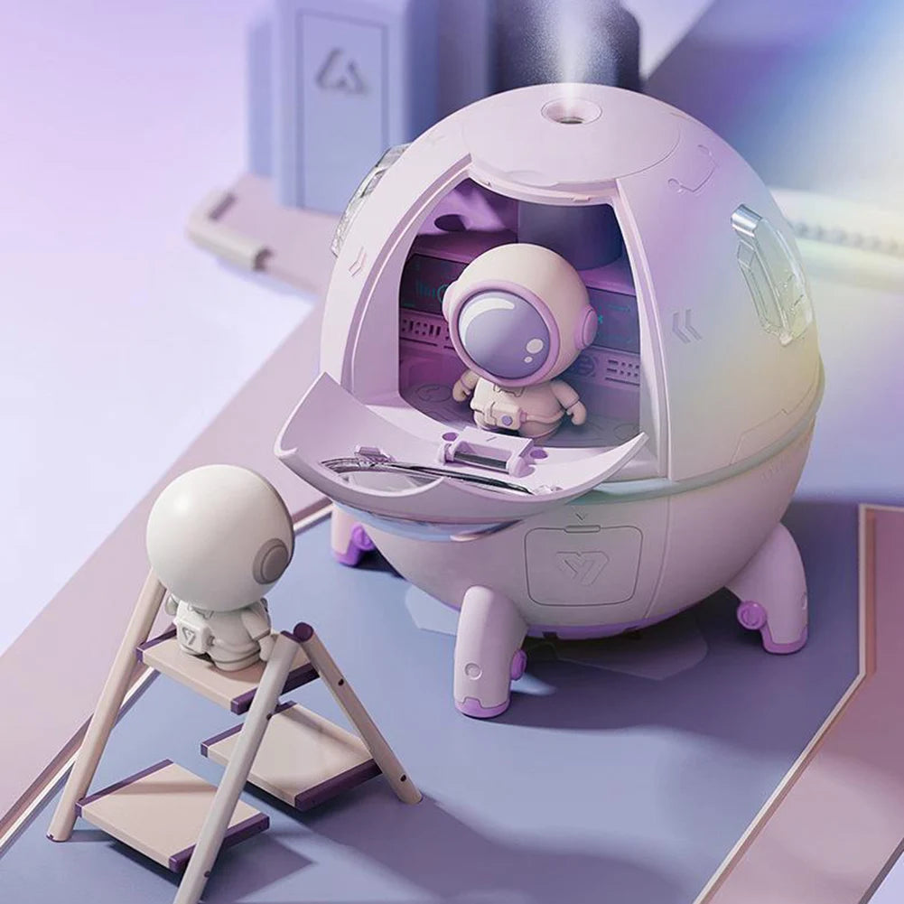 Portable Mini Humidifier,Astronaut Space Small Cool Mist Humidifiers 220ML,USB Desktop Humidifier with Auto Shut Off,Night Light