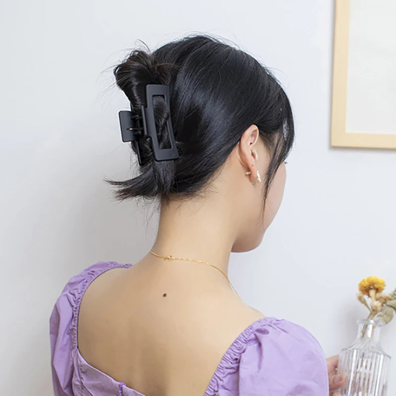 8.5cm 10.5cm Large Square Matte Hair Claw Clip Non Slip Solid Color Shark Hair Clip for Women Girls Hair Accessories