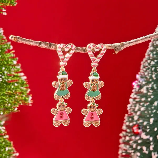 Fashion Christmas Green Bowknot Bell Pendant Earrings for Women Exquisite Elk Wind Chimes Dangle Earrings New Year Xmas Gifts