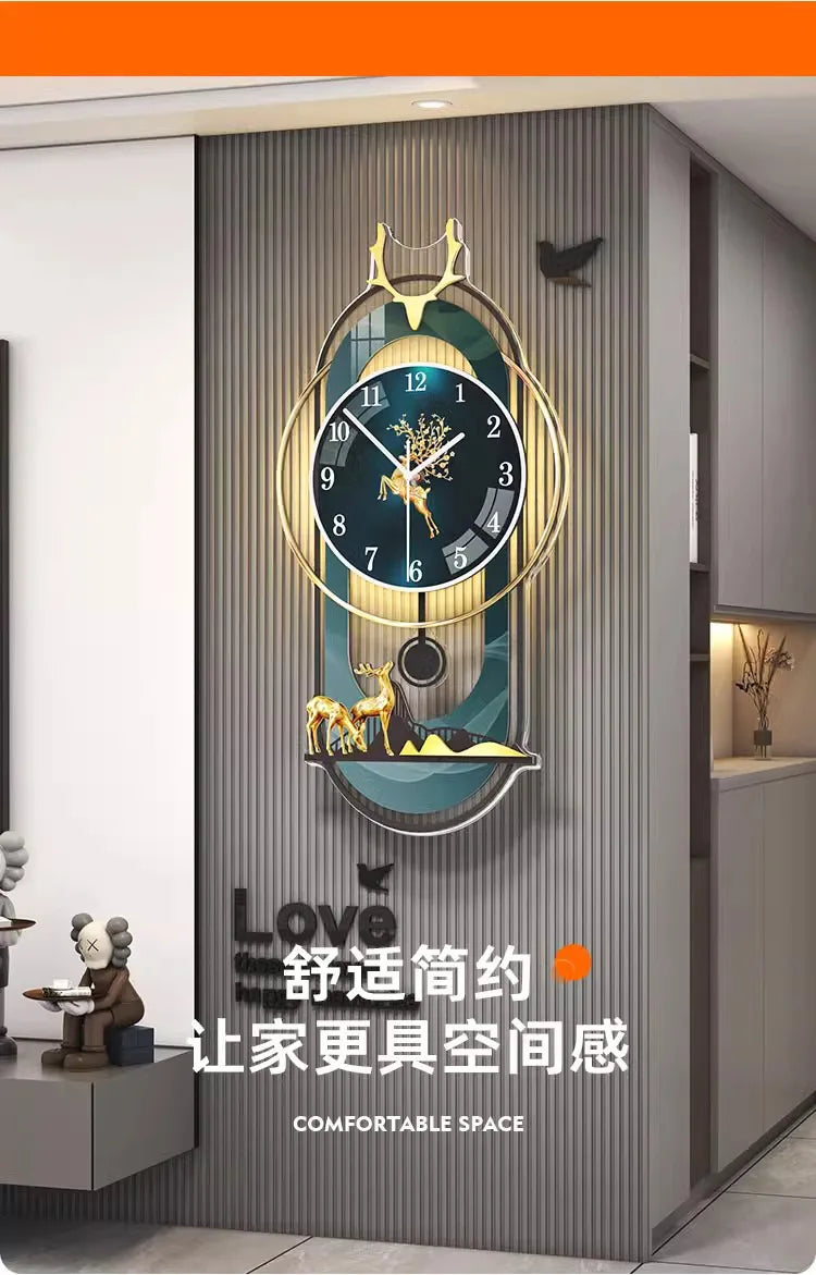 Wall clock household modern light luxury atmosphere decoration wall watch living room simple creative clock wall clock interior