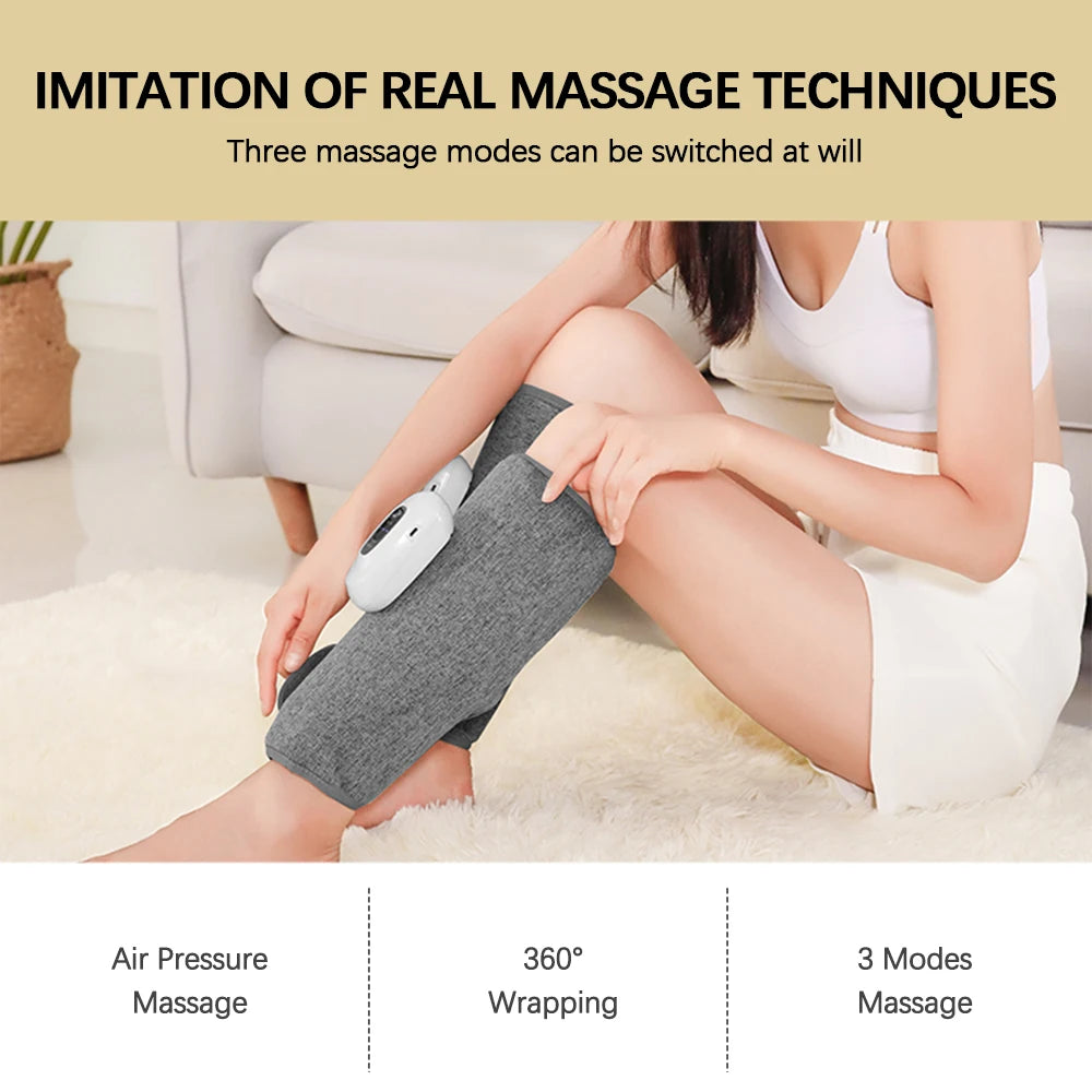 Electric Leg Massager Wireless Rechargeable Air Compression Leg Calf Massage for Relax Leg Muscles 360° Air Pressure Leg Massage