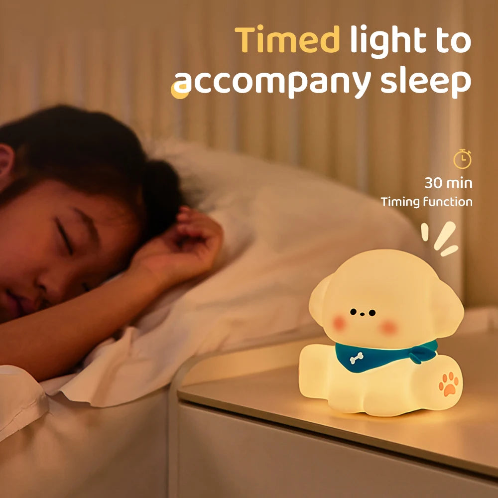 Baby Night Light – Rechargeable Dog Shaped Nursery Lamp with Touch Control & Timer