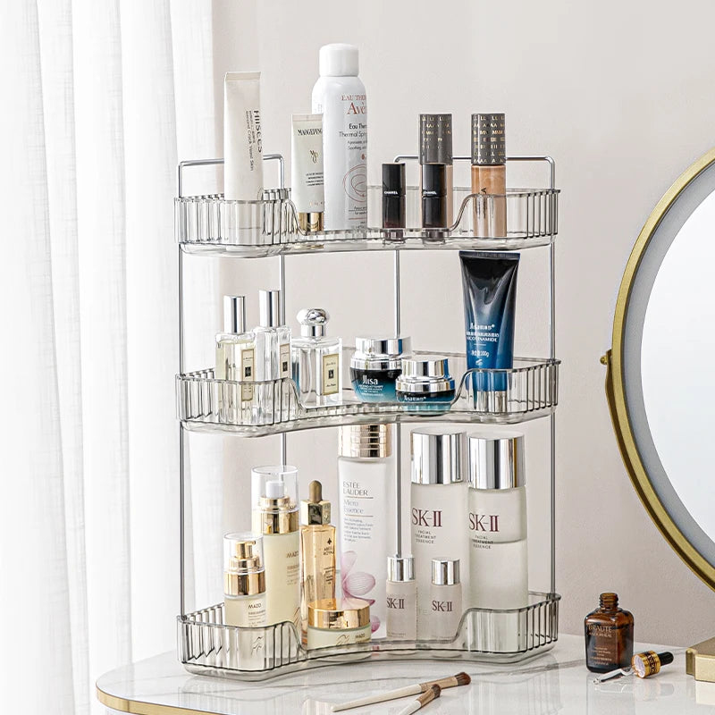 Makeup Storage Shelf Corner Bathroom Counter Organizer Bathroom Countertop Shelf Makeup Storage Clear Perfume Tray Holder