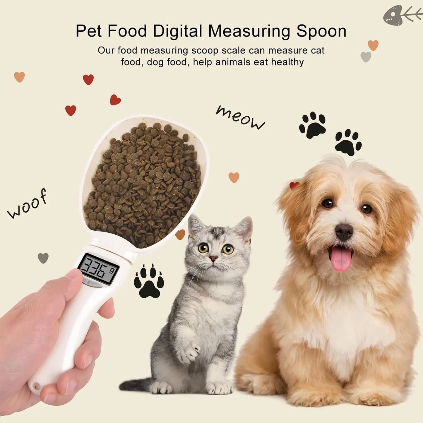 Pet Food Scale Digital Display Kitchen Scale LCD Electronic Precision Weighing Tool Dog Cat Feeding Food Measuring Spoon