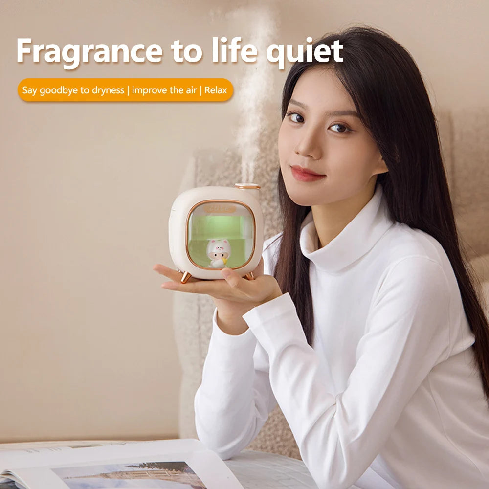 Cartoon Dolls Ultrasonic Air Humidifier 500ML Large Capacity Aroma Essential Oil Diffuser USB Colourful Breathing Night Lights
