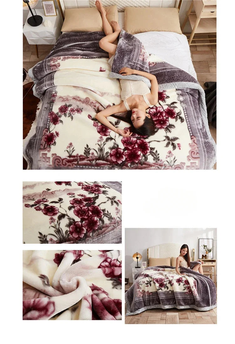 Soft Warm Weighted Blankets for Beds Thickened Quilt Duvet Soft Coral Fleece Flannel Blankets Double Side Plush Comforter Quilt