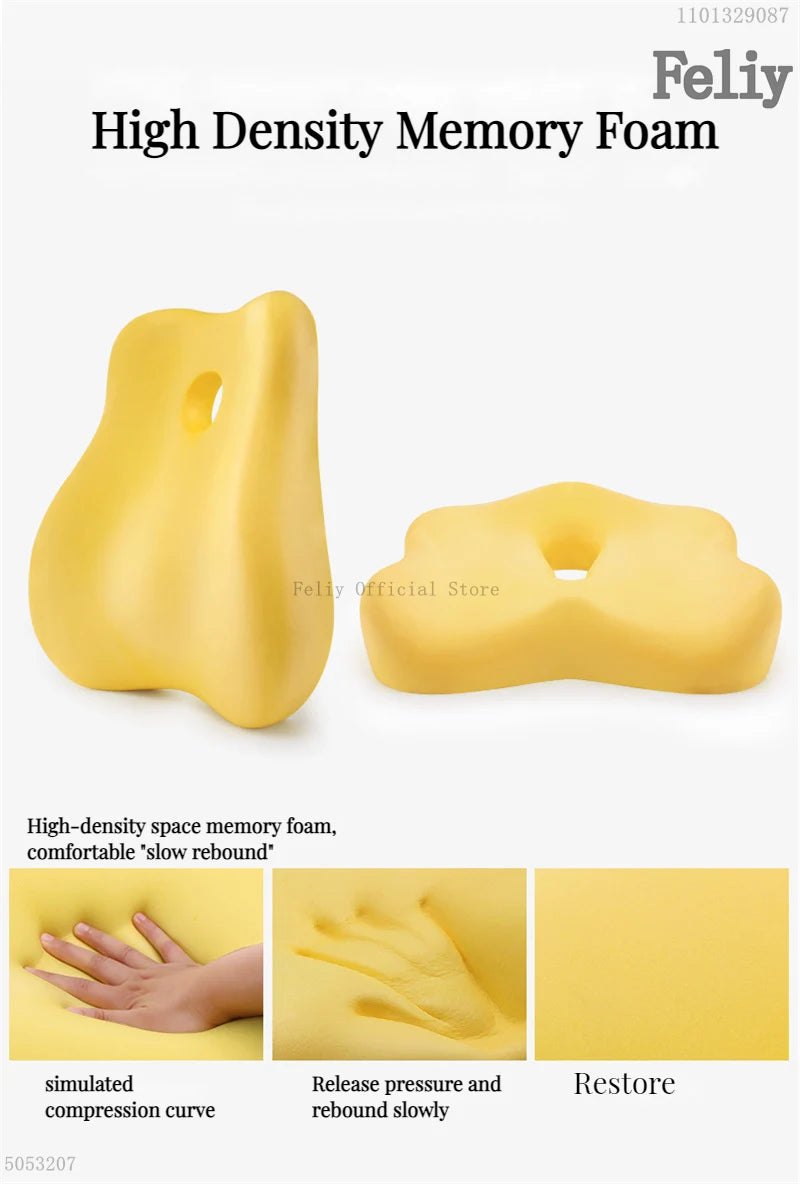 Memory Foam Car Seat Support Waist Cushion Massage Lumbar Orthopedic Pillow Office Chair Buttock Cushion Pain Relief Pillow Sets