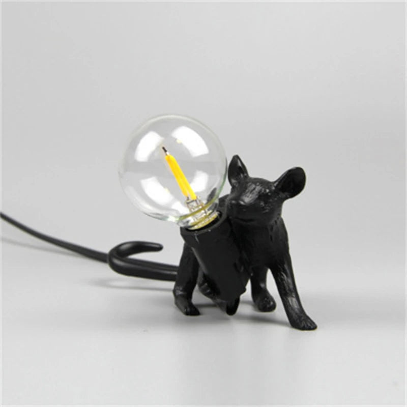 Nordic LED Table Lights Resin Animal Mouse Rat Cat Squirrel LED Night Lights Table Lamps Home Decor Desk Lamp Lighting Fixtures