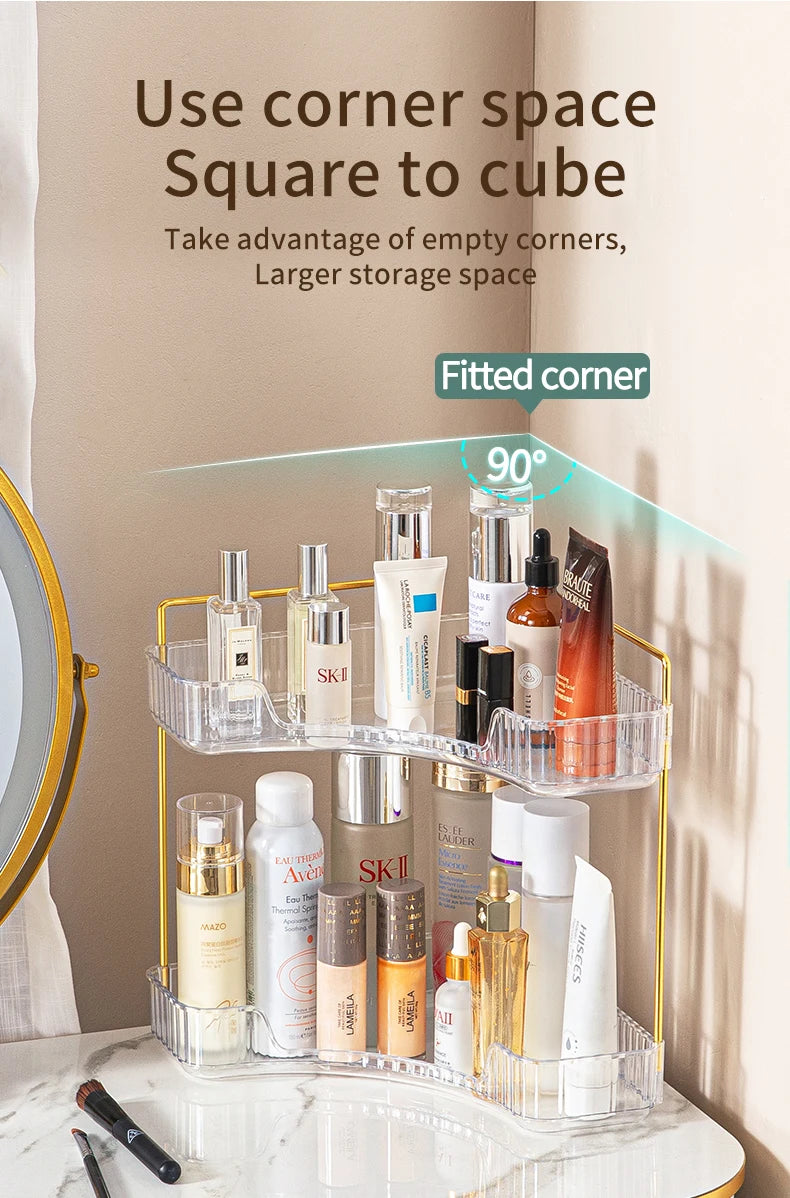 Makeup Storage Shelf Corner Bathroom Counter Organizer Bathroom Countertop Shelf Makeup Storage Clear Perfume Tray Holder