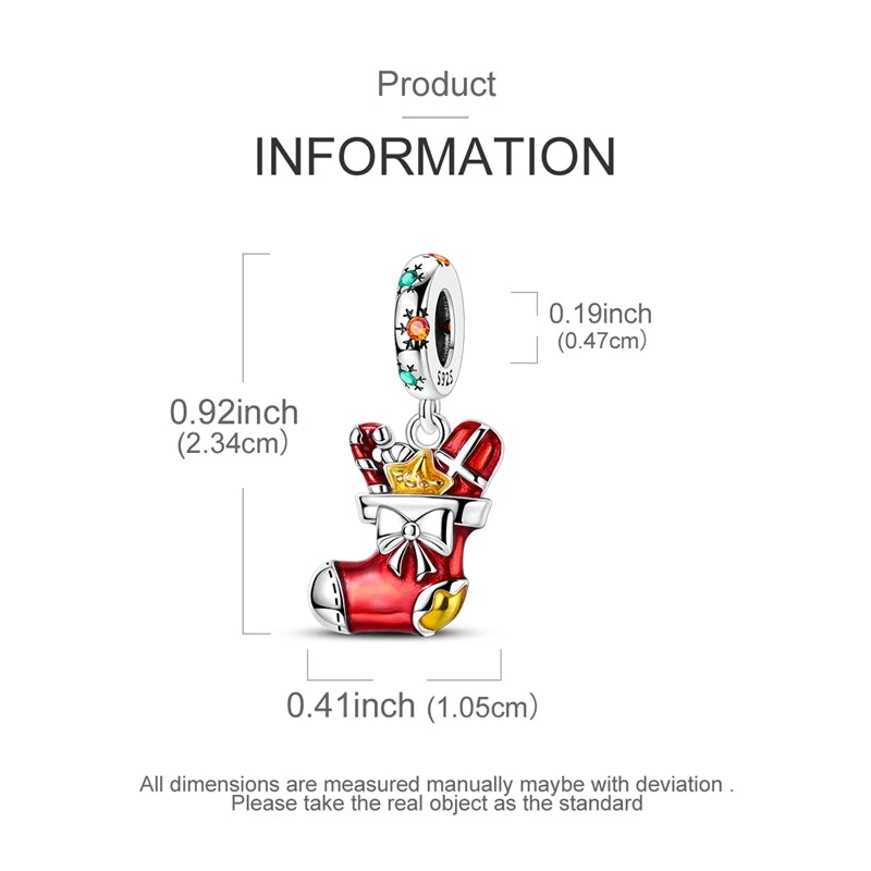 Ladies' Christmas Bead Pendant 925 Pure Silver Snowman Santa Claus Suitable Original Bracelet Exquisite DIY Jewelry Gift