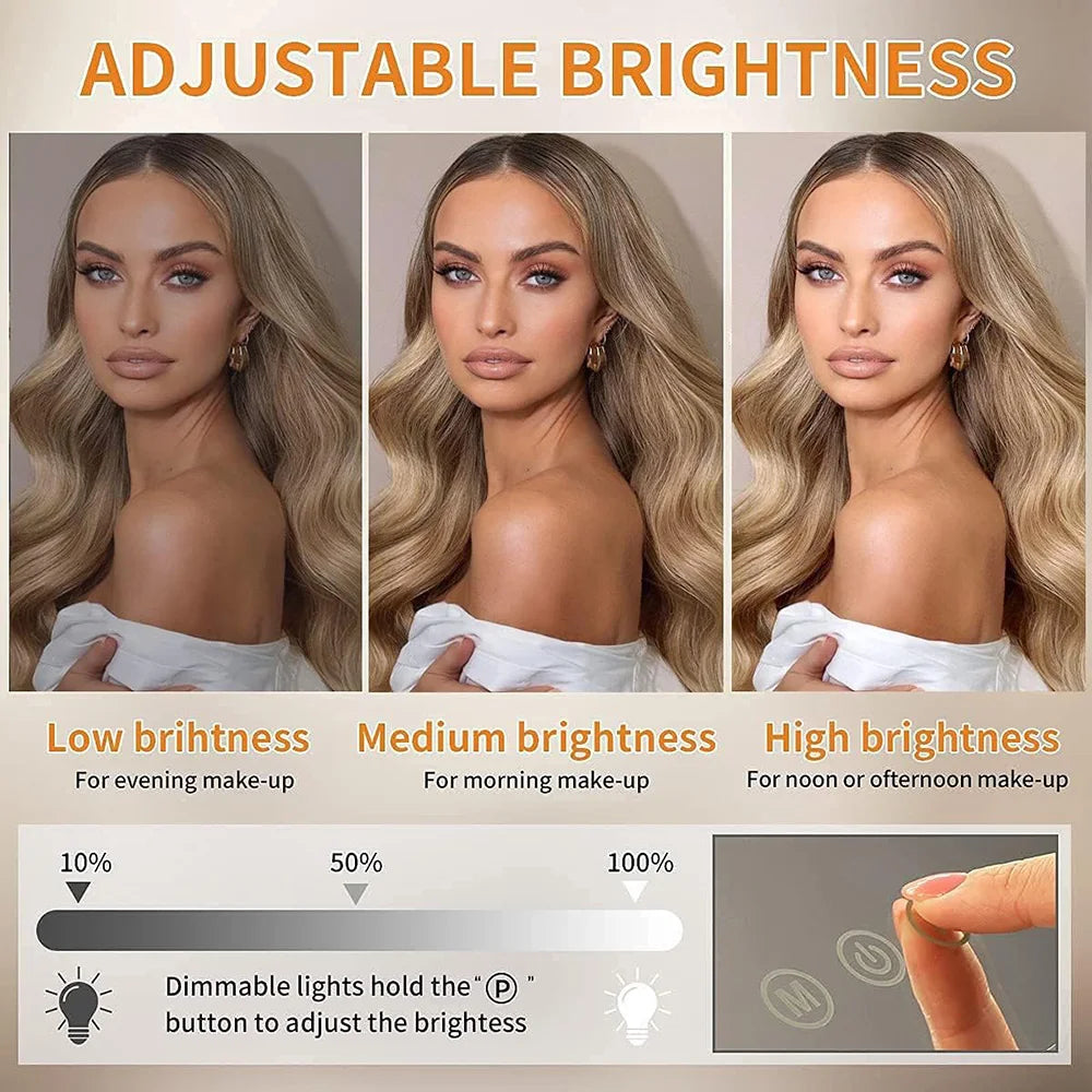 Vanity Mirror with Lights Hollywood Lighted Makeup Mirror，Dimmable 3 Lighting Modes, Plug-in and USB Charger Port，Wall-mounted