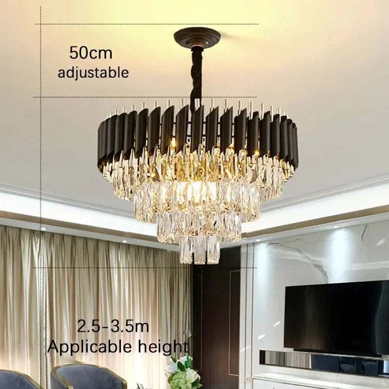Villa Luxury Living Room Chandelier K9 Crystal Restaurant Pendant Lights Modern Ceiling Chandelier Dining Table Indoor Home Lamp