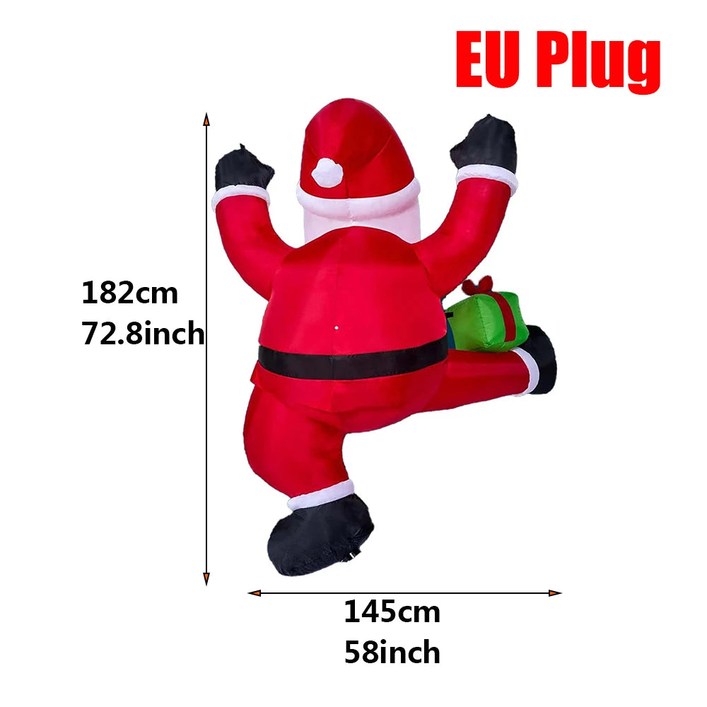 NEW 8FT Inflatables Christmas Santa Hold Present Bag Outdoor Decorations with LED,Christmas Blow Up Outdoor Yard Xmas Decoration