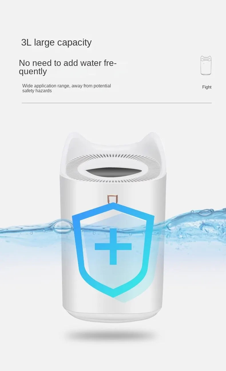 3000Ml Dual Jet Air Humidifier Large Capacity Atomizer Ultrasonic Aroma Diffuser Cool Mist Maker Air Humificador Purifier
