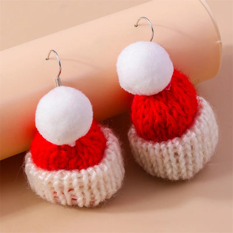 Aihua Hot Sale 3D Cute Cartoon Christmas Earrings Kawaii Fluffy Decoration Tree Deer Bell Earrings for Women Xmas New Year Gifts
