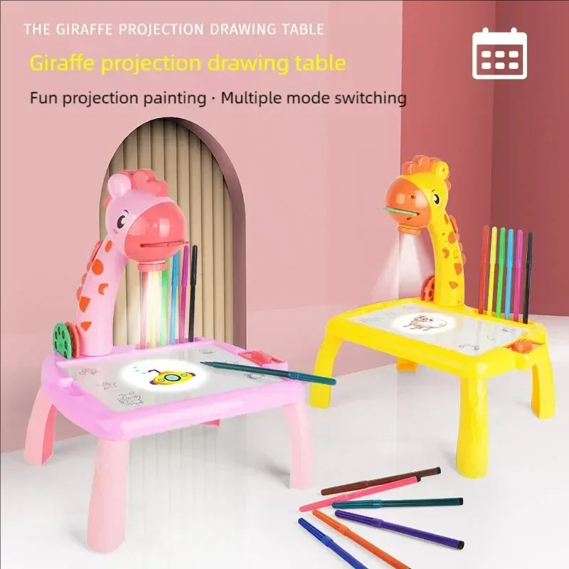 Kids' Creative LED Projector Drawing Table Toy, Multifunctional Educational Board with Rich Painting Set, Perfect Learning Tools