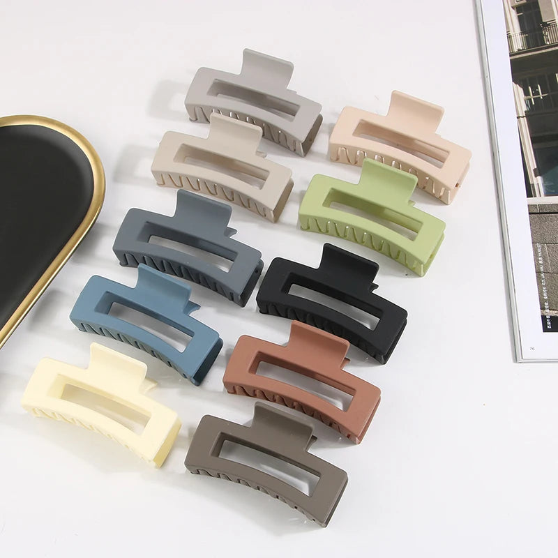 8.5cm 10.5cm Large Square Matte Hair Claw Clip Non Slip Solid Color Shark Hair Clip for Women Girls Hair Accessories
