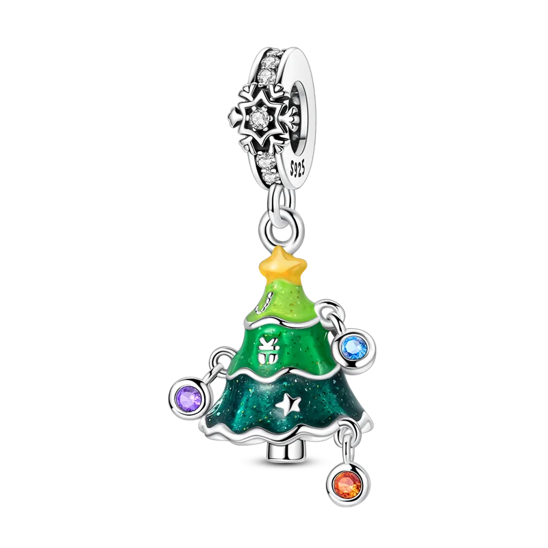 Ladies' Christmas Bead Pendant 925 Pure Silver Snowman Santa Claus Suitable Original Bracelet Exquisite DIY Jewelry Gift