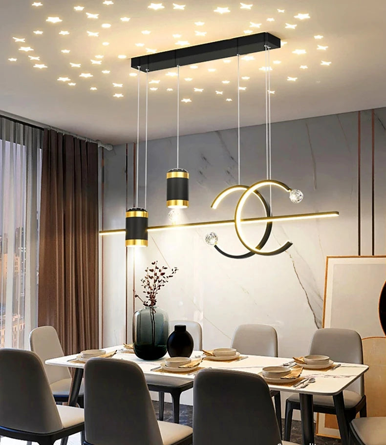 Modern Dining Room Pendant Light LED Smart Remote Control Dining Table Hanging Lamp Luxury Lustre Home Indoor Decor Chandelier