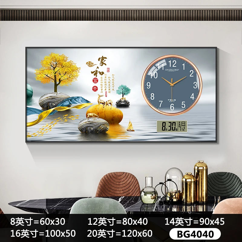 Modern light luxury perpetual calendar electronic clock wall clock living room decorative painting table wall clock