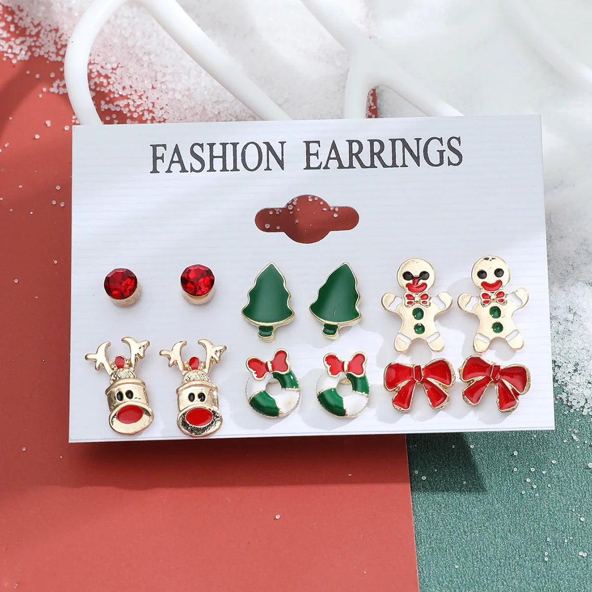 6 Pairs Christmas Earrings Xmas Tree Elk Snowman Santa Claus Cute Ear Stud Dangle Earrings Christmas Gifts For Women Girls Kids