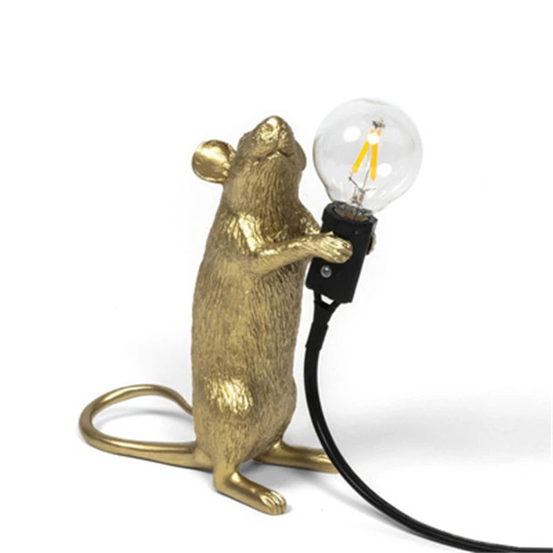 Nordic LED Table Lights Resin Animal Mouse Rat Cat Squirrel LED Night Lights Table Lamps Home Decor Desk Lamp Lighting Fixtures