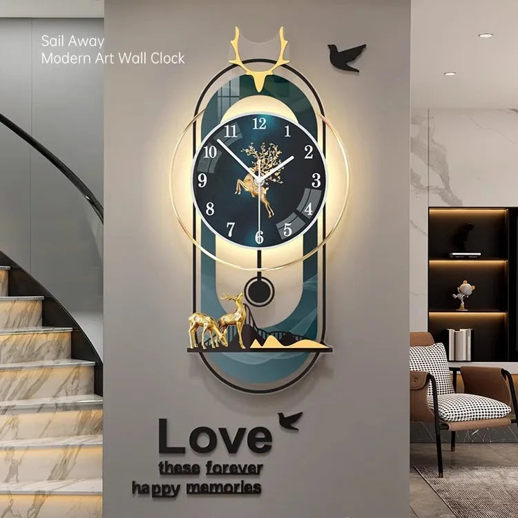Wall clock household modern light luxury atmosphere decoration wall watch living room simple creative clock wall clock interior