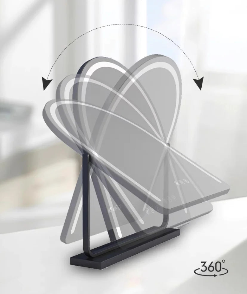 LED Lighted Arched Large Vanity Lighted Makeup Mirror for Bedroom Smart Touch Control 3 Color Lighting Modes Detachable 15x