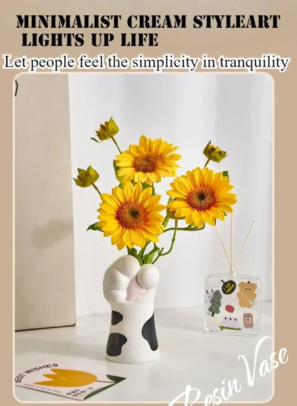 Vase Cat Claw Resin Craft Flower Pot Modern Desktop Cat Paw Ornaments Home Decoration Multifunction Simple Creative Cartoon Vase