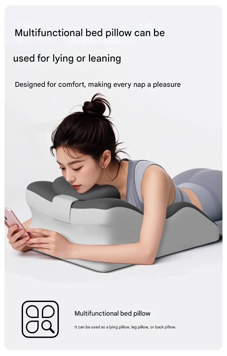 Multi-Position Memory Foam Pillow – Cooling Bed/Floor Cushion for Stomach Sleepers, 60x36x22cm