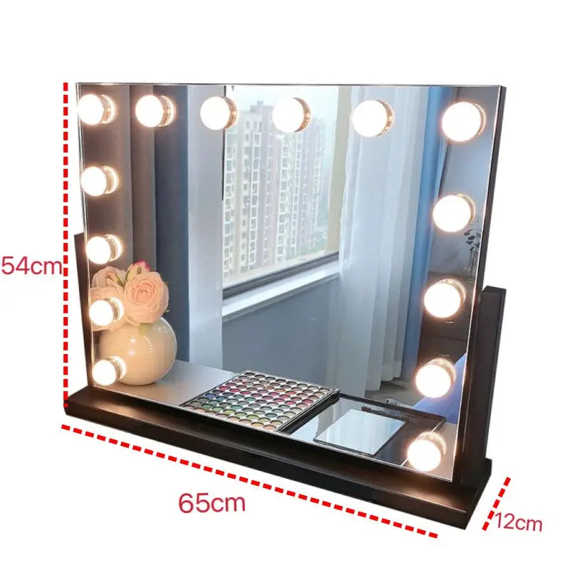 Large Vanity Mirror with Lights Makeup Mirror 17 LED Bulbs 3 Color Lighting Cosmetics for Dressing Bedroom Tabletop White