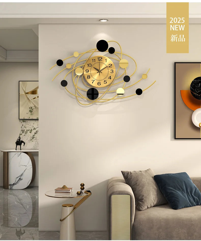Iron Luxury Hanging Clock High-end Living Room Clock Wall Mounted Creative Restaurant Decoration Silent Clock