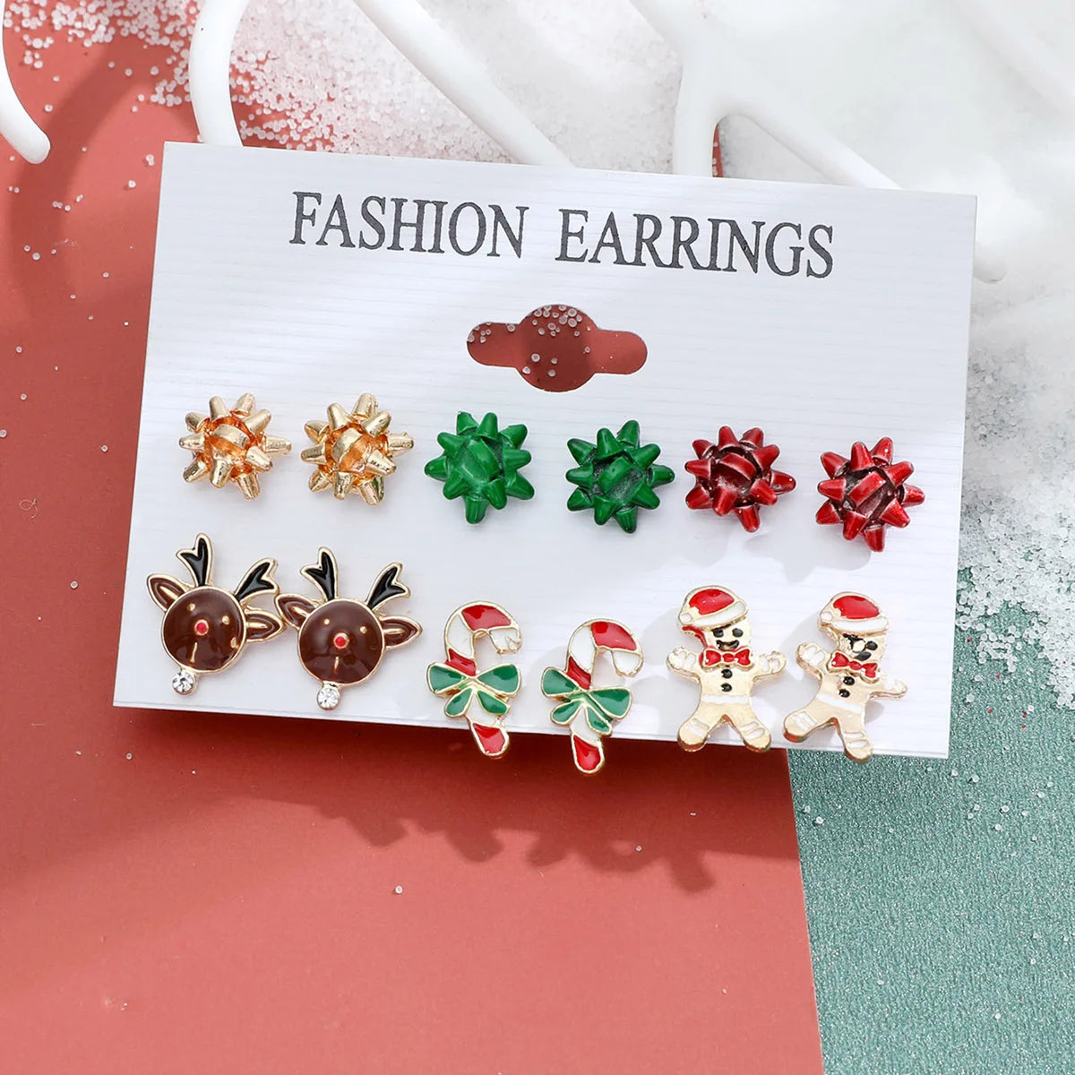 6 Pairs Christmas Earrings Xmas Tree Elk Snowman Santa Claus Cute Ear Stud Dangle Earrings Christmas Gifts For Women Girls Kids