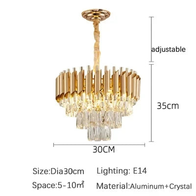 Villa Luxury Living Room Chandelier K9 Crystal Restaurant Pendant Lights Modern Ceiling Chandelier Dining Table Indoor Home Lamp