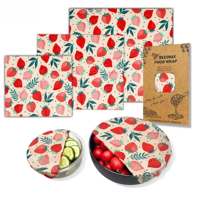 3PCS Set Reusable Organic Beeswax Food Wrap for Fresh Keeping and Eco Friendly Kitchen Plastic Packaging Paper Food Packaging