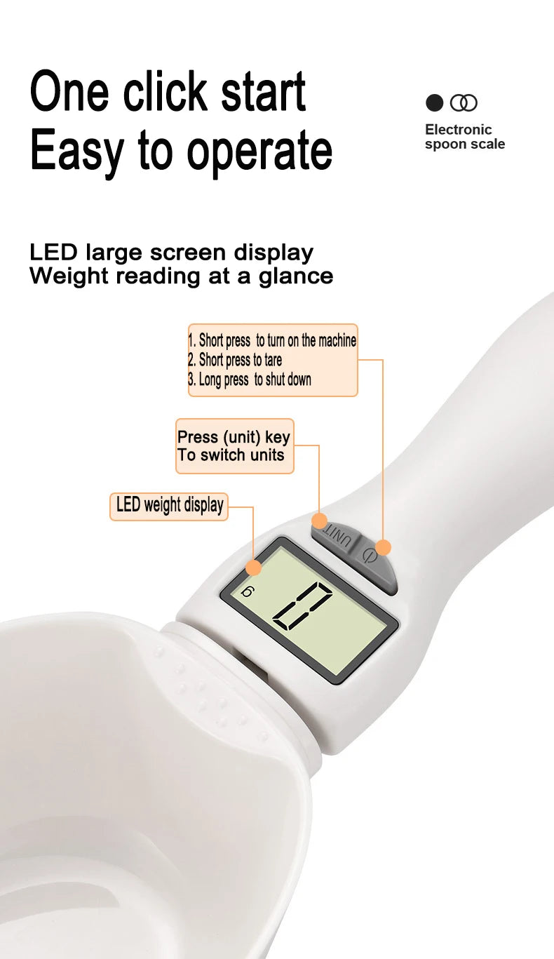 Pet Food Scale Digital Display Kitchen Scale LCD Electronic Precision Weighing Tool Dog Cat Feeding Food Measuring Spoon
