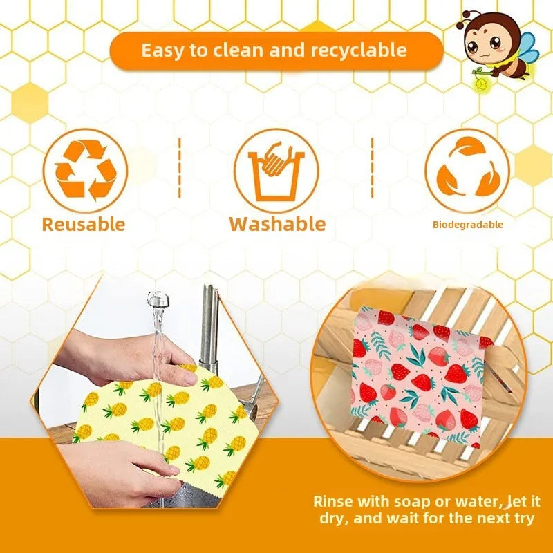 3PCS Set Reusable Organic Beeswax Food Wrap for Fresh Keeping and Eco Friendly Kitchen Plastic Packaging Paper Food Packaging