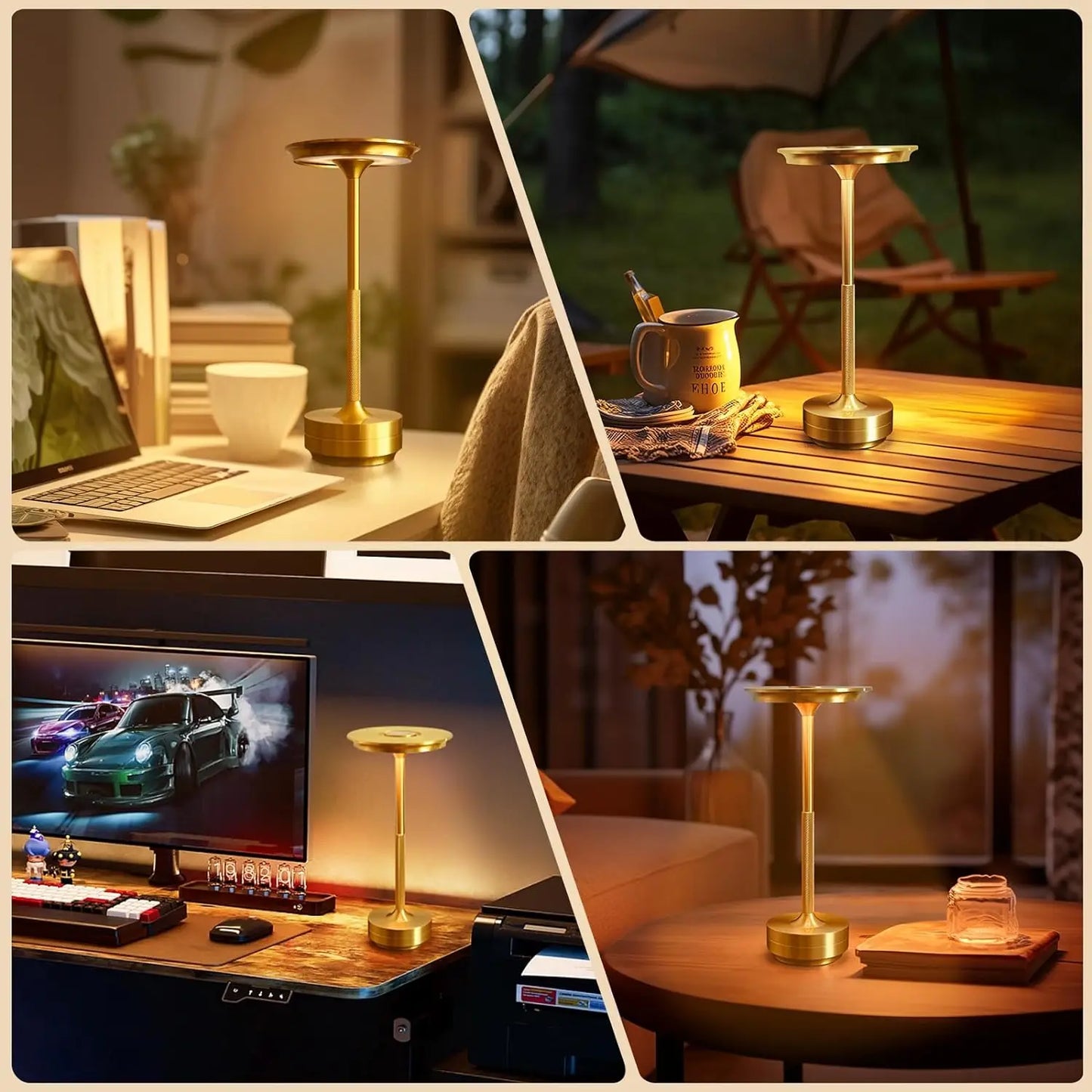 Rechargeable Table Lamp LED Touch Sensor Desktop Night Light Wireless Reading Lamp for Restaurant Hotel Bar Bedroom Decor Light