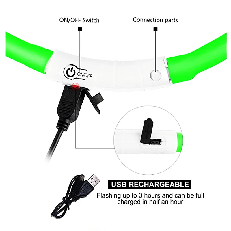 LumiPaw™ Luxe LED Pet Collar – USB Rechargeable, Adjustable &amp; Radiantly Safe