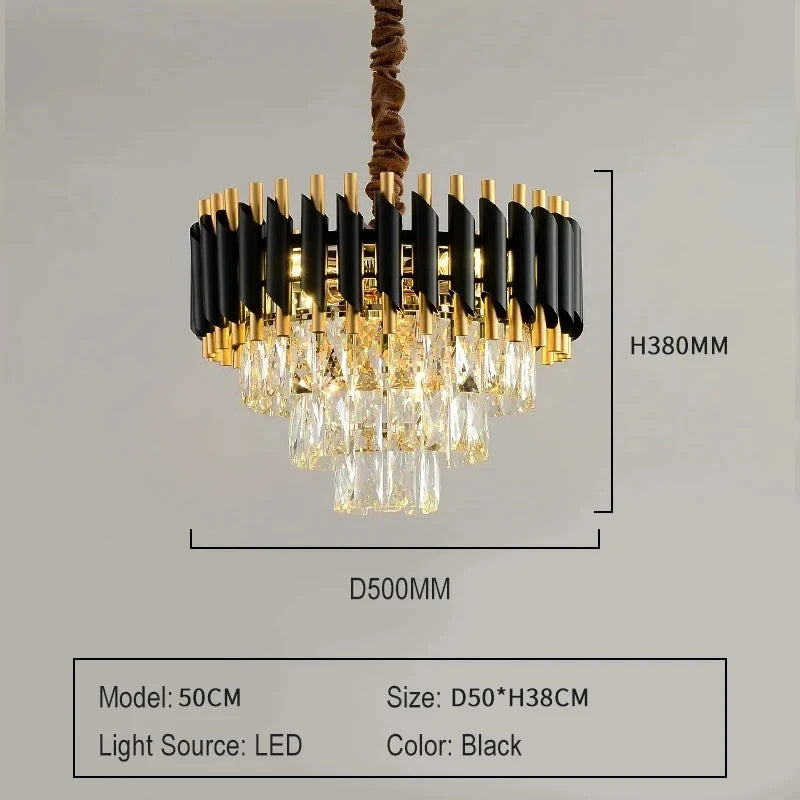 Villa Luxury Living Room Chandelier K9 Crystal Restaurant Pendant Lights Modern Ceiling Chandelier Dining Table Indoor Home Lamp