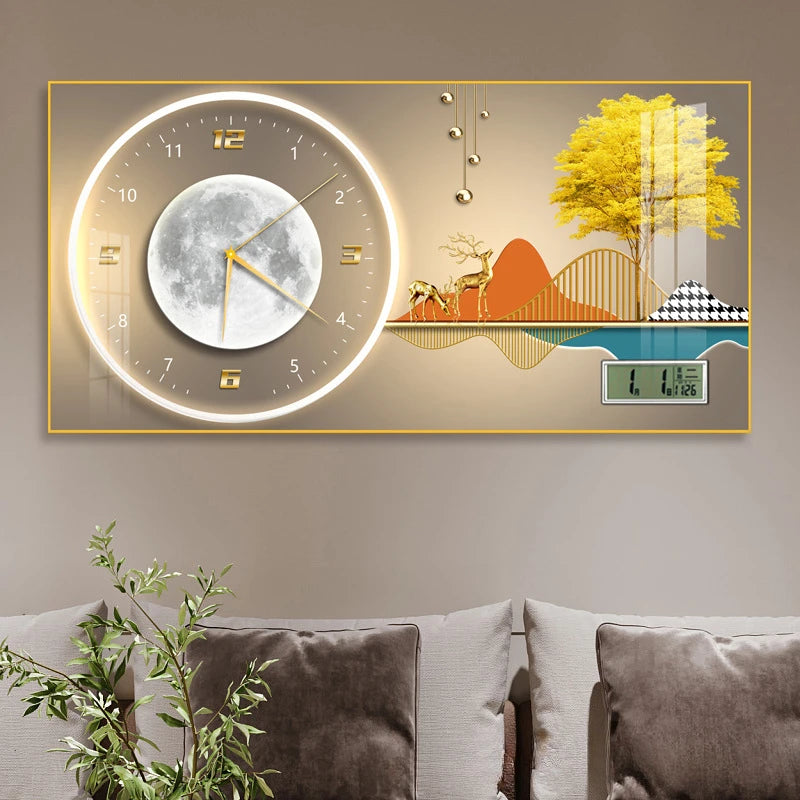 Simple modern fashion aluminum wall clock clock with temperature calendar clock