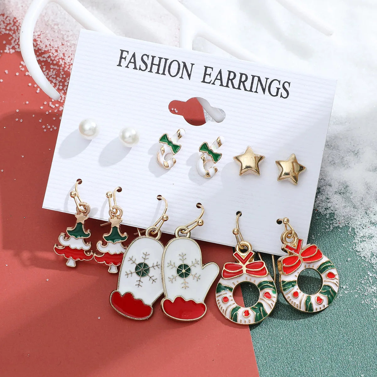 6 Pairs Christmas Earrings Xmas Tree Elk Snowman Santa Claus Cute Ear Stud Dangle Earrings Christmas Gifts For Women Girls Kids