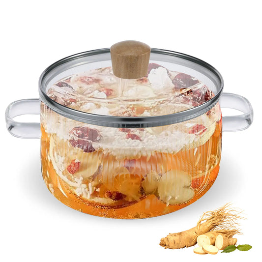 Glass Cooking Pot with Lid – 1.6L Heat-Resistant Borosilicate Glass Saucepan
